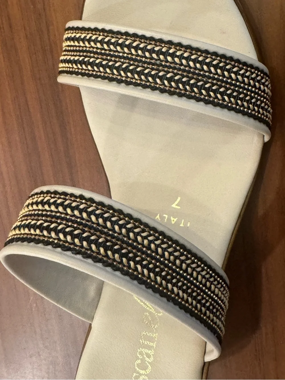 Toscanella Made in Italy Leather Wedge Slide Sandals – Braided Straps – Size 7